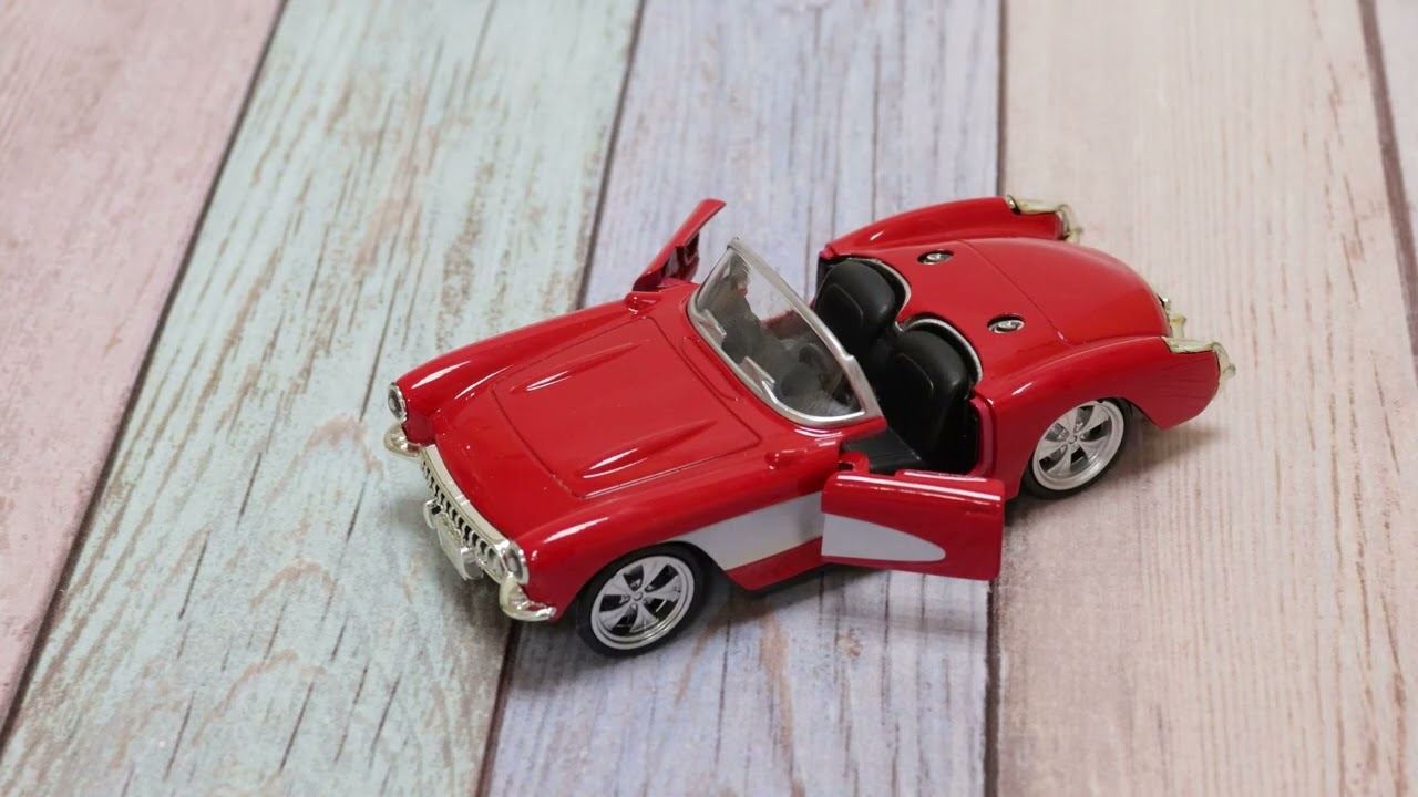 Автомобиль Chevrolet Corvette  kings toy инерционный световые звуковые эффекты металлический красный 1:36 - видео