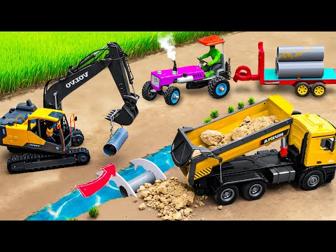 diy mini truck an excavator making home pipe bridge science project @sanocreator