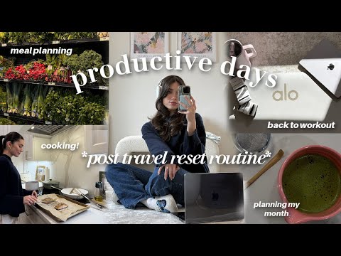 productive days vlog (post-travel routine) | running, planning my month, grocery shop, skin update!