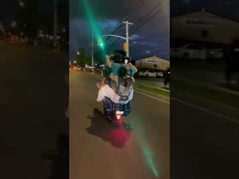 Crazy Harley Wheelie with Passenger
