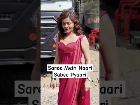 #rubinadilaik looks beautiful in red saree on sets