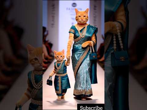 Cat Mom and Kitten Fashion Show 😻💫 #cat #baby #shorts #trending