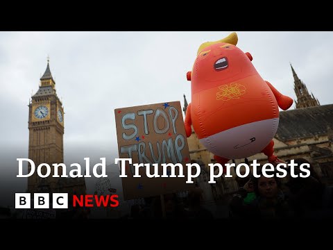 YouTube video thumbnail: Thousands Protest Donald Trump's UK State Visit in London