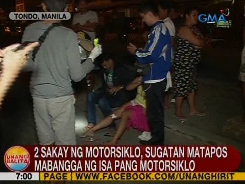 2 Sakay Ng Motorsiklo Sugatan Matapos Mabangga Ng Isa Pang Motorsiklo