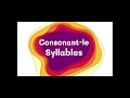 Understanding Consonant LE Syllables