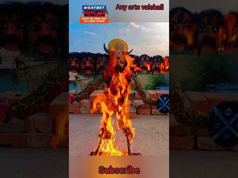 ravan making and ravan dehan || how to make ravan || ravan vadh #viral #ravan #art #short #shorts