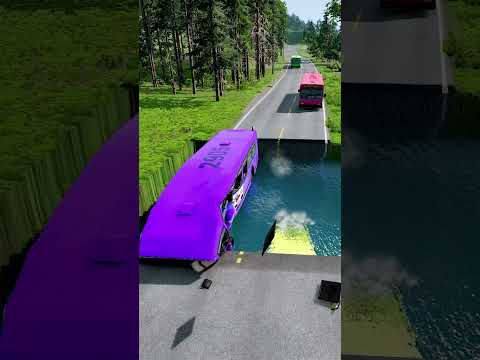 Bus vs water pit #42 #beamngdriveshorts #deepwaterbeamngdrive #carsvswater #carsvsdeepwater