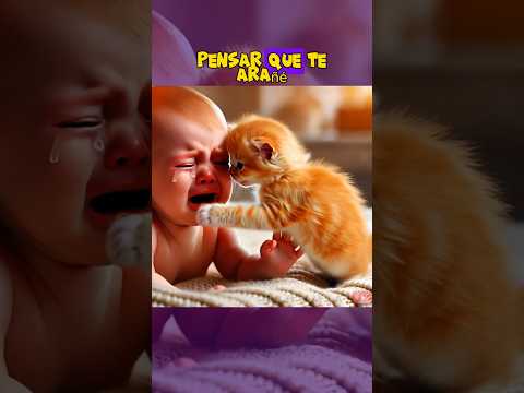 Gatita juega con un niño. #gatos #ia #aiart #gatitos #kitty #mascotas