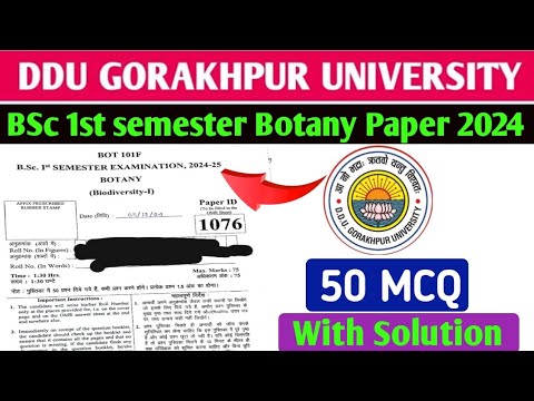 DDU Gorakhpur 2024 Botany Paper With Solution/BSc 1st semester Botany MCQ Paper with Solution