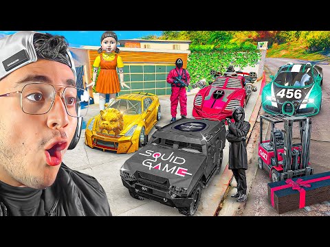 Robando Coches de EL JUEGO del CALAMAR en GTA 5 !! 🦑🚗