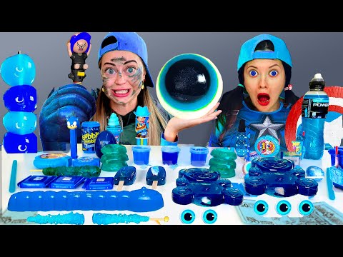 ASMR JELLY CANDY PINK BLUE PARTY 컬러 보틀 캔디 젤리 먹방 Mukbang Big Bottle Candy drink for Superheroes