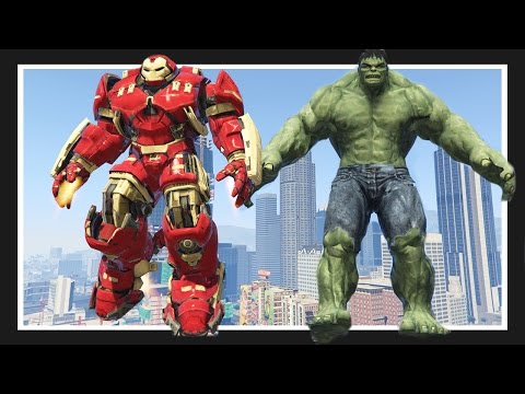 GTA 5 INCREDIBLE HULK Meets the HULK BUSTER! GTA 5 Mods Showcase!