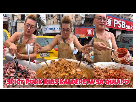 TRENDING SPICY PORK RIBS KALDERETA WITH CHAOFAN RICE 100 PESOS LANG SA QUIAPO | QUIAPO STREET FOOD