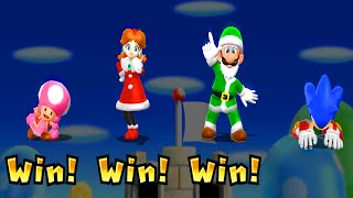 Mario Party 9 Step It Up - Toadetee vs Peach vs Luigi vs Sonic ( Master Difficulty )