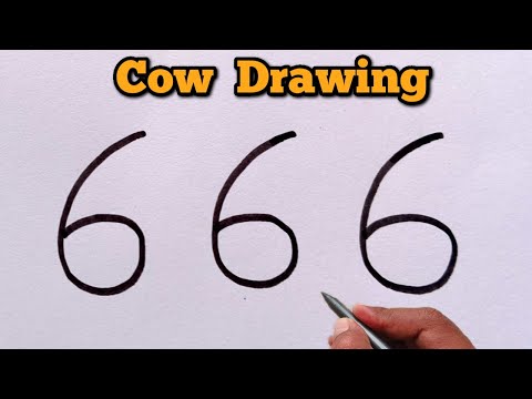 How to Draw a Cow Using Number 666 | Easy Drawing Trick for Beginners