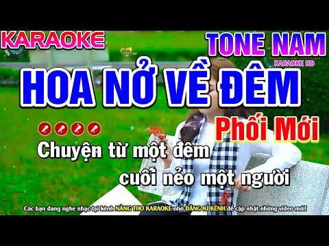 🌟 Hoa Nở Về Đêm Karaoke Nhạc Sống Tone Nam ( Phối Mới )  | Nàng Thơ Karaoke