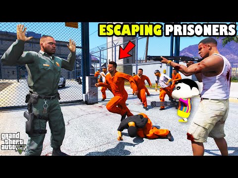 Franklin Helping Prisoners To Escape High Security Prison In GTA 5 | SHINCHAN and CHOP