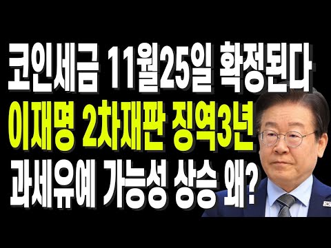 코인세금 11월25일 확정된다 이재명 2차재판 징역3년과세유예 가능성 상승 왜?