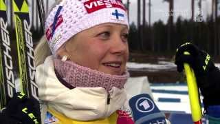 DOMRACHEVA Sprint Kontiolahti 15.03.2014 Interview Mäkäräinen + Soukalova