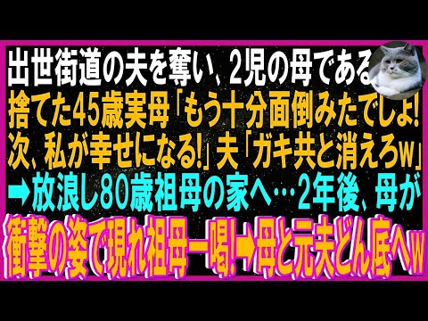 【スカッと話】出世街道の夫奪い2児の母である私捨てた45歳実母「もう十分面倒みたでしょ！次私が幸せになる番」夫「ガキ共と消えろ」➡放浪し80歳祖母家へ…2年後衝撃の姿で現れ祖母一喝！母どん底