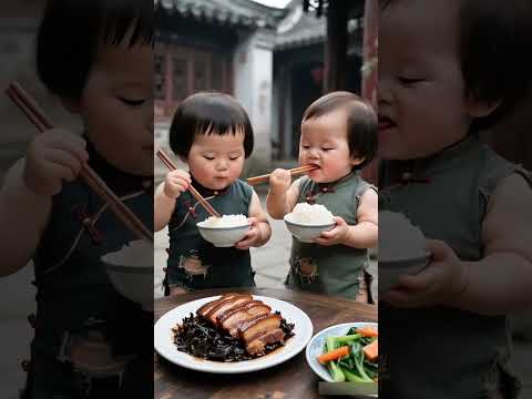 Finally, the little cute baby eats a good meal.