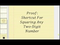 Shortcut Method for Squaring Two-Digit Numbers