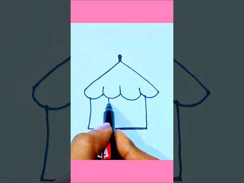Easy and Cute 🥰 House 🏠 drawing Ideas for kids #cute #viral #drawing #cricket #art #shorts