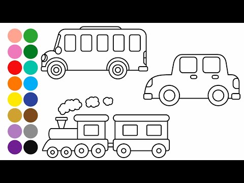 TRANSPORTES - Aprender a Desenhar e Colorir para Crianças - Desenhos fácil para Crianças