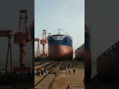 Great ship launching in water #ship