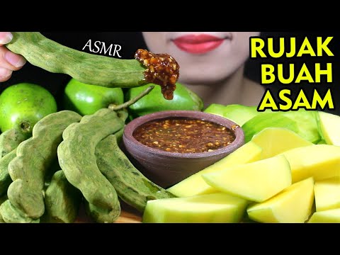 ASMR (RUJAK BUAH ASAM Mangga, Asam Jawa) Sour Fruits Manggo, Green Tamarind, Sour Ambarella