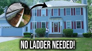 How To Clean Clogged Gutters from the Ground | 24ft Pressure Washer Extender Wand | No Ladder Needed