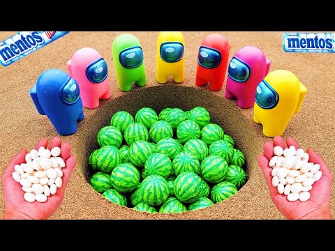 How to make Rainbow toothpaste with Watermelon Balls, Pepsi, Fanta, Coca-Cola vs Mentos & Sodas