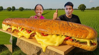 Bà Tân Vlog - Lần Đầu Làm Cái Bánh Mì Kẹp Thịt Bò Nướng Phô Mai Khổng Lồ