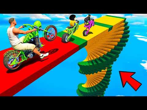 Franklin Shinchan Tried Curvy Speed Booster Ramp Challenge | Gta 5 Bangla Gameplay
