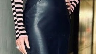 Blondie Dancing Queen in leather skirt