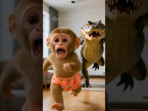 🐊😱Crocodile Came Out of Toilet to Attack Monkey  #shorts #crocodile