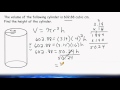 Finding the Height of a Cylinder Using Volume and Radius