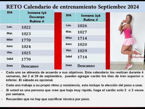 Calendario de entrenamiento Septiembre 2024