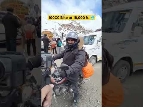 100CC Bike at 18,000 ft. 🥶 #shorts #cartips #carcare #leh #khardunglapass
