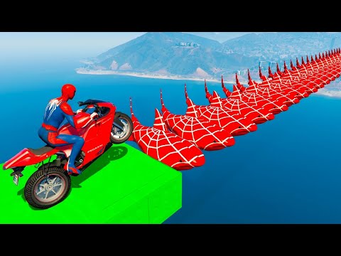 GTA V Epic New Stunt Race For Motorcycle Racing Challenge by Trevor and Spider Shark