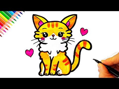 Sevimli Kedi Çizimi - Kedi Çizimleri - Kolay Kedi Çizimi  Kolay Kedi Nasıl Çizilir? Cat Drawing Easy