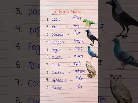 birds name | 10 पक्षियों के नाम हिंदी और अंग्रेजी में | #shorts