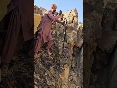 Stone Mining on Cliff Edge 😱#extrememining #clifflife #miningrisk #manualpower