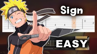 Naruto Shippuden OP 6 - Sign - EASY Guitar tutorial (TAB)