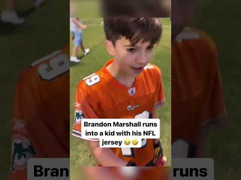 Brandon Marshall runs into kid with his jersey on 🤣