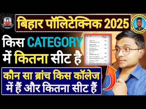 Bihar Polytechnic 2025 किस Category में कितना Seat हैं|Total Seat & Branch College Wise Polytechnic|