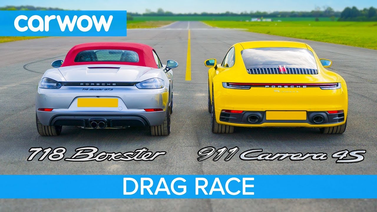 New Porsche 911 vs Boxster GTS - DRAG RACE, ROLLING RACE & BRAKE TEST