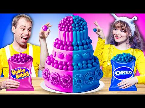 PINK VS BLUE CAKE DECORATING CHALLENGE | I MAKE THE WORLD’S LARGEST CAKE BY SWEEDEE