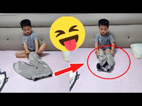 人类幼崽有多独立！儿子自创的5秒穿衣服，绝对是当兵的好苗子！【呆萌小米宝】