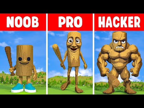 TUNG TUNG TUNG SAHUR | ITALIAN BRAINROT MEMES BUILD CHALLENGE IN MINECRAFT - NOOB vs PRO vs HACKER